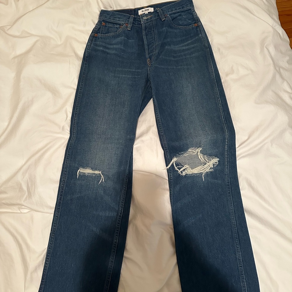 REDONE 90s high rise loose jeans size 25 worn once ripped knees RE/DONE - Picture 5 of 5